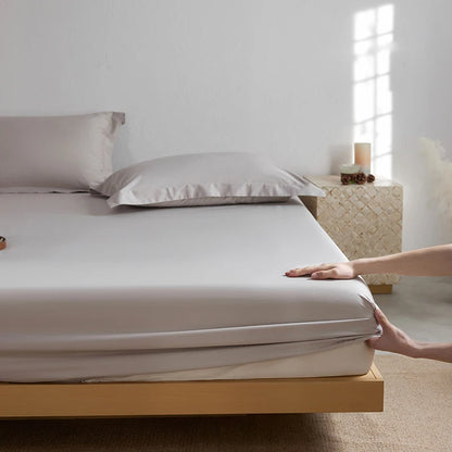 Organic Egyptian Cotton Fitted Sheet with Elastic Bands Luxury 1000TC Mattress Cover Non Slip Machine Washable 140/160/180/200cm