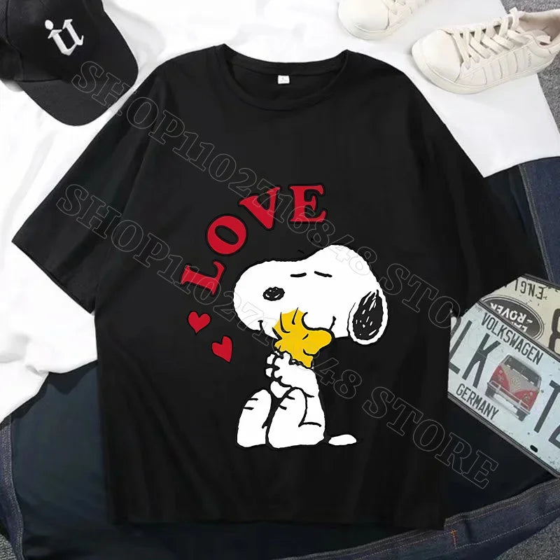Snoopys Men Women Summer Clothes Adult Cotton Shirts Cartoon Anime Graphic Print Tops Cool Comfortable Shirt Birthday Party Gift