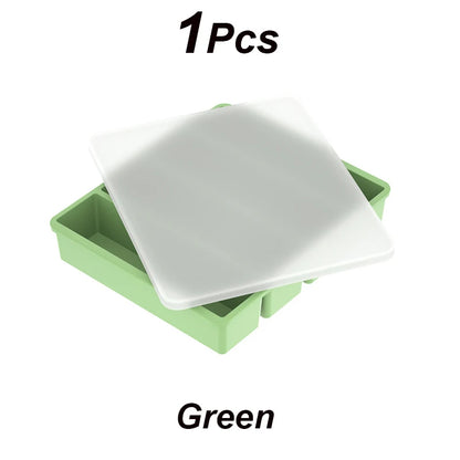 4 Grid Big Ice Tray Long Strip Square Whiskey Ice Cubes Silicone Mold With Lid Non-toxic Durable Pub Wine Ice Blocks Maker Model