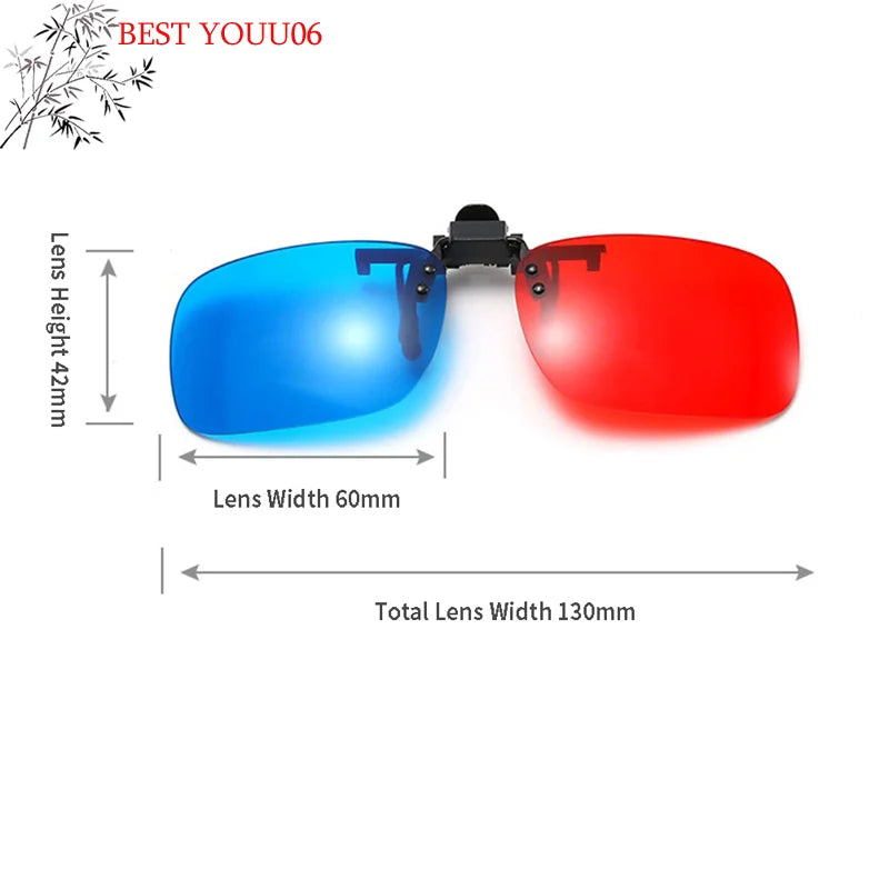 Hot Red Blue Green 3D Glasses Black Frame For Dimensional Anaglyph Movie TV Glasses For 3D Movies