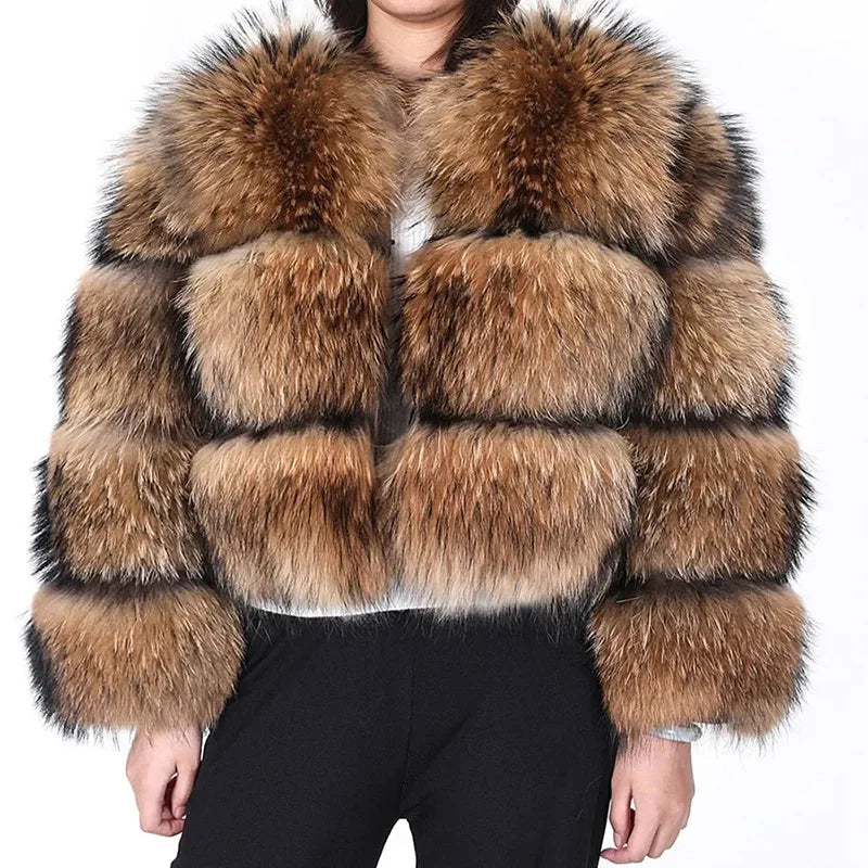 2026 Maomaokong Super Hot Winter Women Luxury Thick Real Raccoon Fur Coat Natural Fox Fur Jacket Plus Size Jackets Female Vest