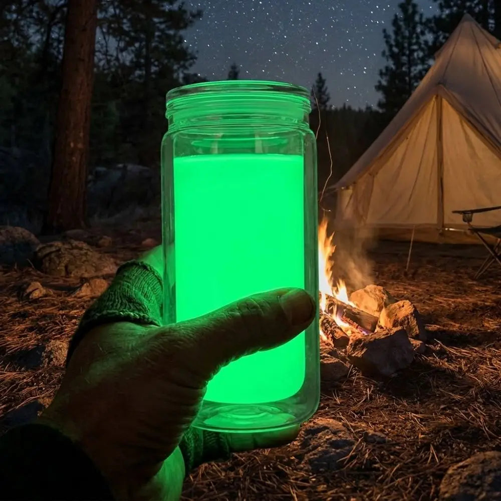16oz Capacity Glow in The Dark Straw Cup Fluorescent Double Wall Luminous Coffee Cup Break-Resistant Splash Proof