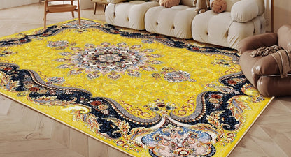 Ethnic Style Bedroom Decor Retro Carpet Light Luxury Carpets for Living Room Washable Lounge Soft Floor Mat Anti-slip Study Rug