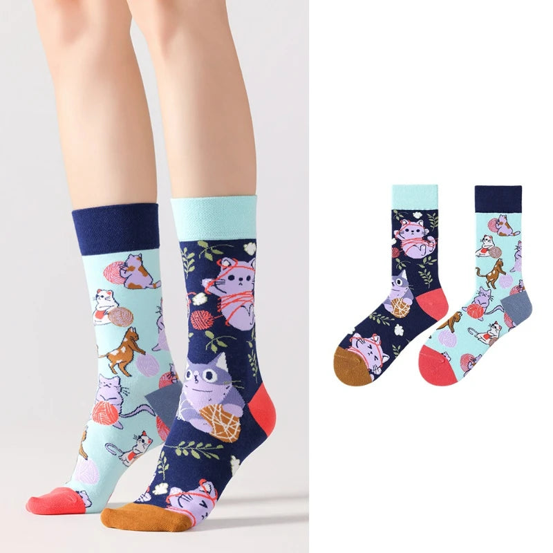 New Creative Cartoon Dog Ins Animal Trendy Socks Jacquard Cotton Socks Couple Mid length Fashion Skateboarding Socks