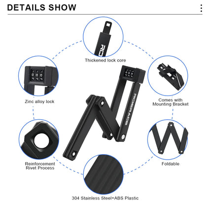 Bike Foldable Lock MTB Road High Security Anti-Theft Cycling Lock Portable For Scooter Electric E-Bike Bicycle Accessories