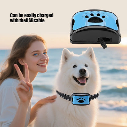 Intelligent Electric Ultrasonic Stop Barking Vibration Anti Bark Collar Stop Bark Training Collar for Dogs Stopper USB Charging