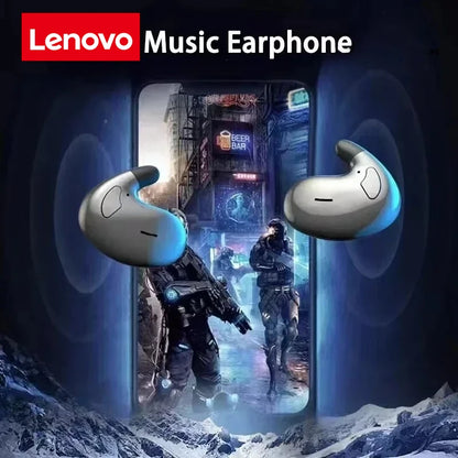 Lenovo Wireless Sports Bluetooth Headphones Ultra-thin Tws Dual Ear Sleep in Ear Mini Painless Call Noise Cancelling Headphones
