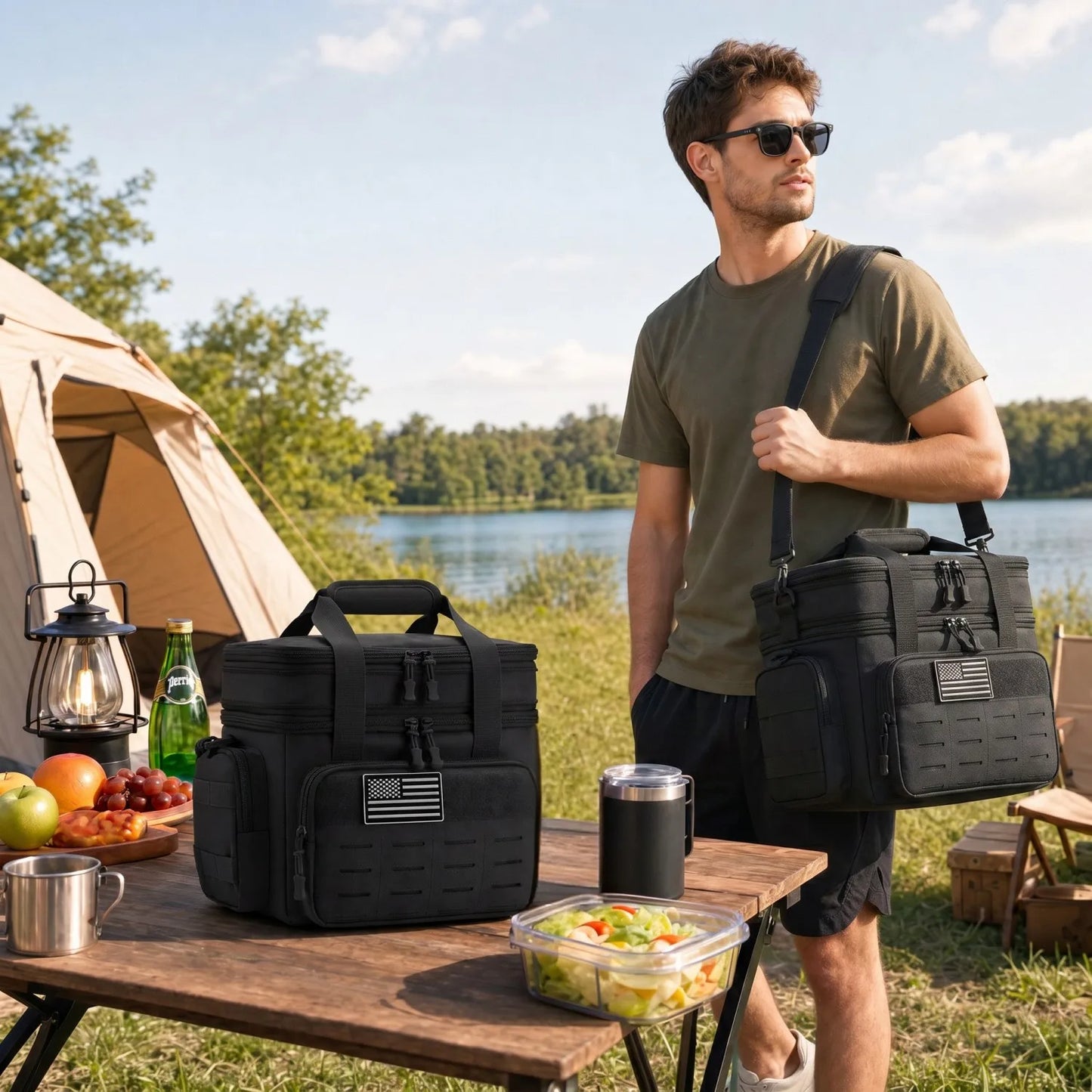18L Insulated Picnic Cooler Bag Tactical Expandable Leakproof Thermal