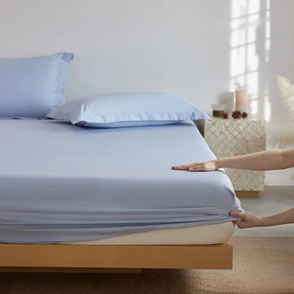 Organic Egyptian Cotton Fitted Sheet with Elastic Bands Luxury 1000TC Mattress Cover Non Slip Machine Washable 140/160/180/200cm