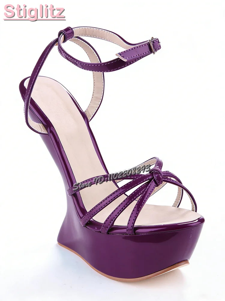 Cross-tied Super High Heel Sandals Candy Color Round Toe Platform Strange Style Heels 2025 Summer Women Shaped Heel Shoes 15CM