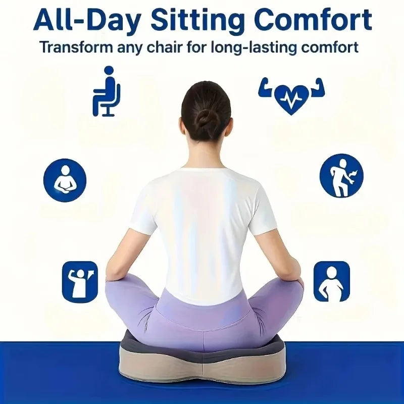 Memory Foam Seat Cushion Tailbone Sciatica Back Pain Relief Comfort Office Chair Car Seat Cushion Non-Slip Orthopedic MemoryFoam