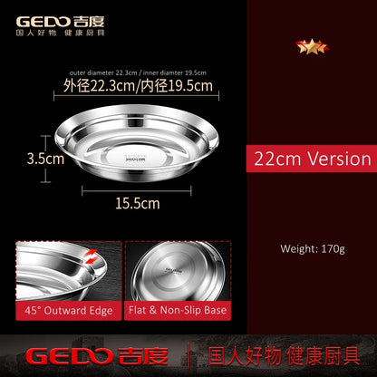 20~26cm Diameter Pure 316L Stainless Steel Plate LFGB Certified 99.9% Anti-bacterial Dinning Platter Fall Resistant Tableware