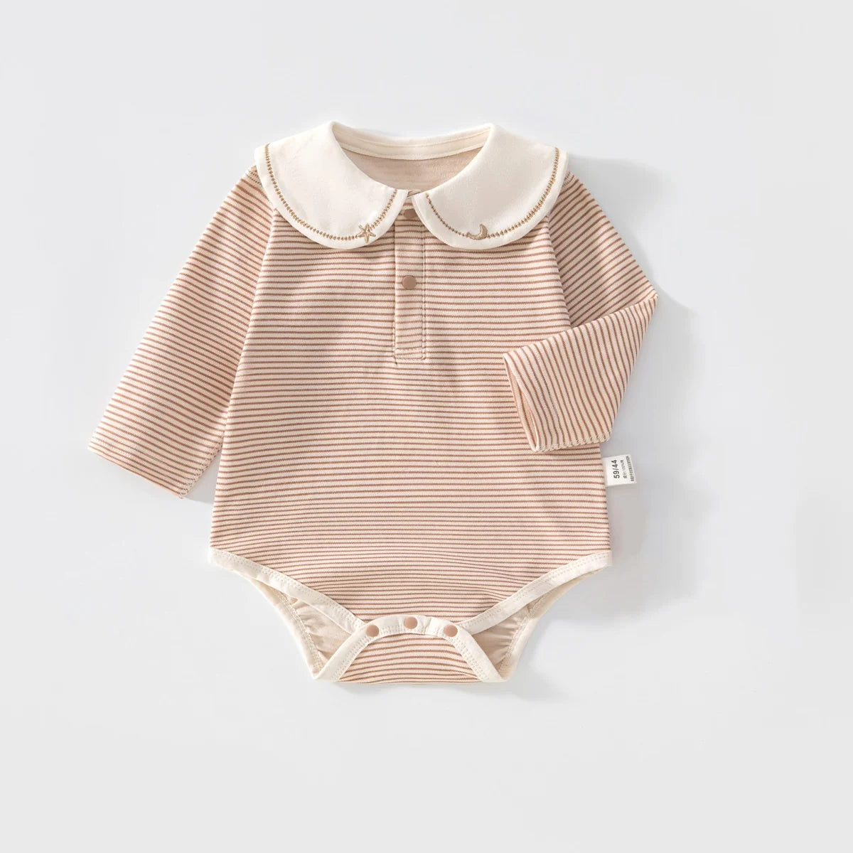 2026 Spring Cotton Newborn Jumpsuit Baby Bodysuits and One-pieces 0-24M Boys Girls Sailor Collar Stripe Boneless Soft Romper