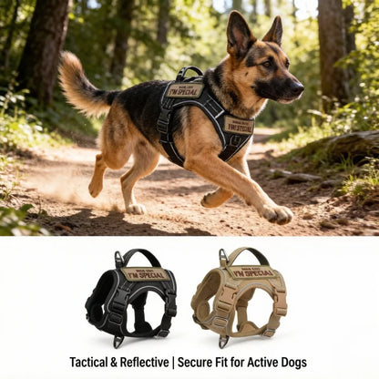 1PC Tactical Dog Harness with Handle, Reflective Military Vest for Small Dogs, Outdoor Training & Walking