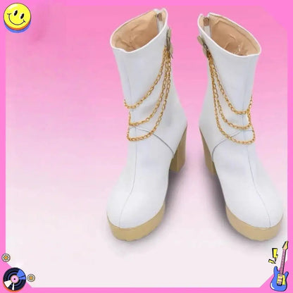 Hot Aesthetic White Leather Cosplay Boots - Halloween Comic-con Carnival Role Play Shoes