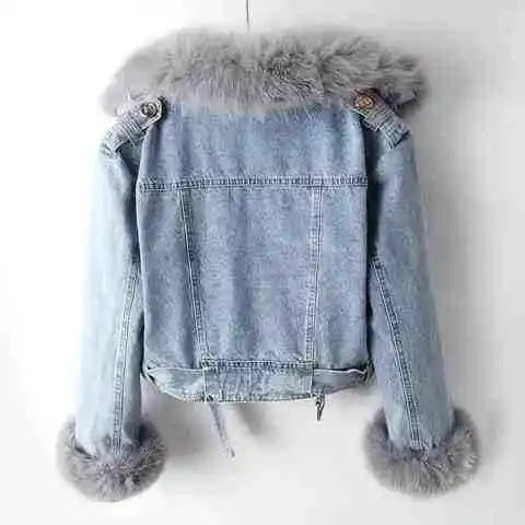 Women Cropped Denim Jacket Leopard Print Vintage Regular Fit Spring Autumn Winter Summer Acid Washed Organic Cotton Eco-Friendly