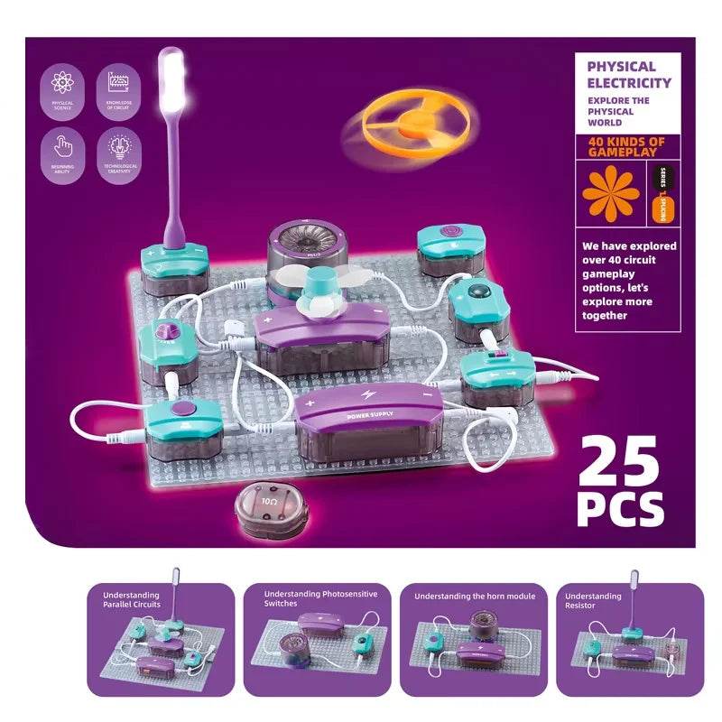 STEM Science Education Electronic Building Blocks Toy Physics Circuit Experiment Set Handmade Science Kit for Kids