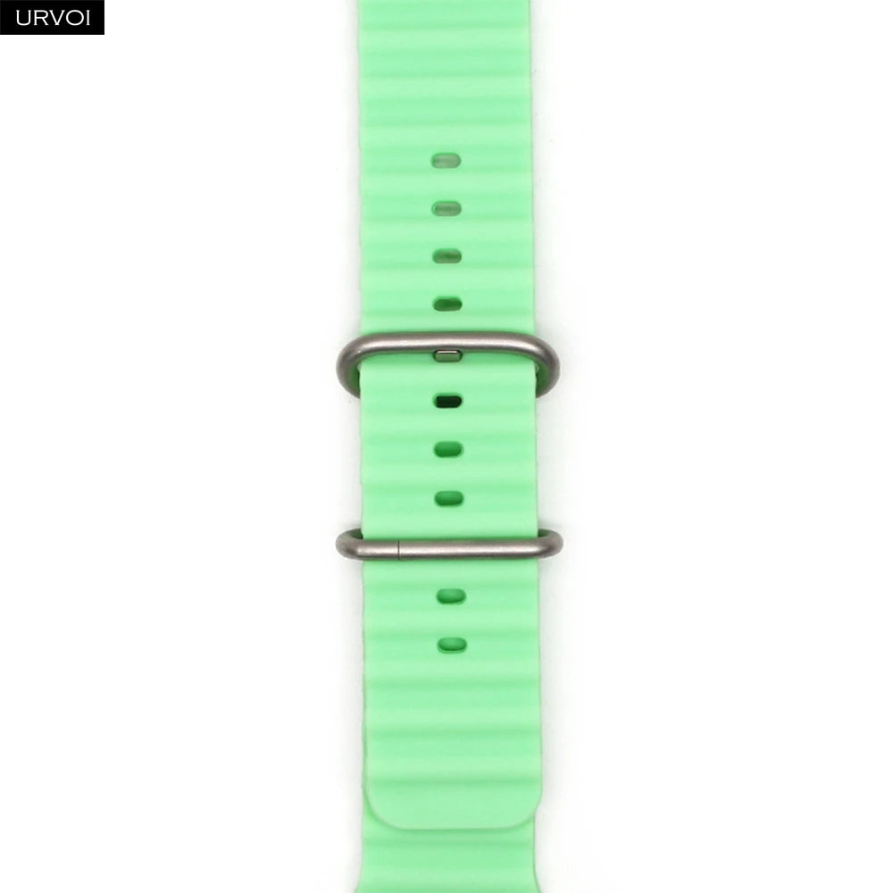 URVOI Ocean Band for Apple Watch Ultra 4 3 2 Strap Series 12 11 10 SE Sport Band for iWatch Silicone Wristband Black Buckle 49mm