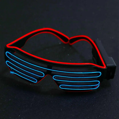 Fashion Wireless LED Glowing Glasses Cool Colorful Neon Glasses Glow-in-the-dark Double Colors Luminous Glasses Wedding Party
