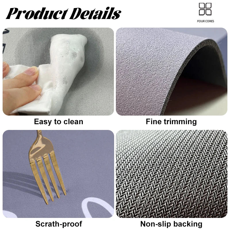 Pebble Pattern Diatomite Rug Floor Mats Absorbent Kitchen Doormat Non-Slip Bathroom Living Room Mat 2D Rubber Backing Carpet