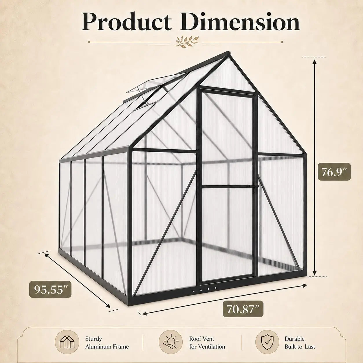 6x8 FT Polycarbonate Greenhouse, Walk-in Greenhouses for Outdoors, Aluminum Frame Plant Green House with Locking, Customized