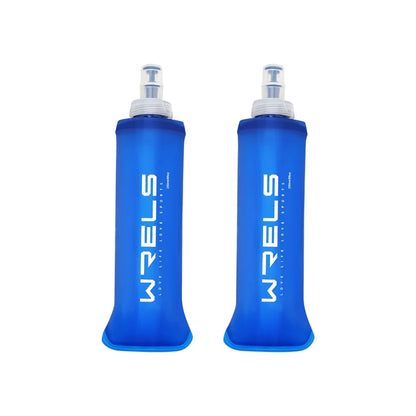 WRELS Foldable Silicone Water Bottle Outdoors Traveling Sport Running Cycling Kettle Water Bottle BPA Free 500ml With Straw