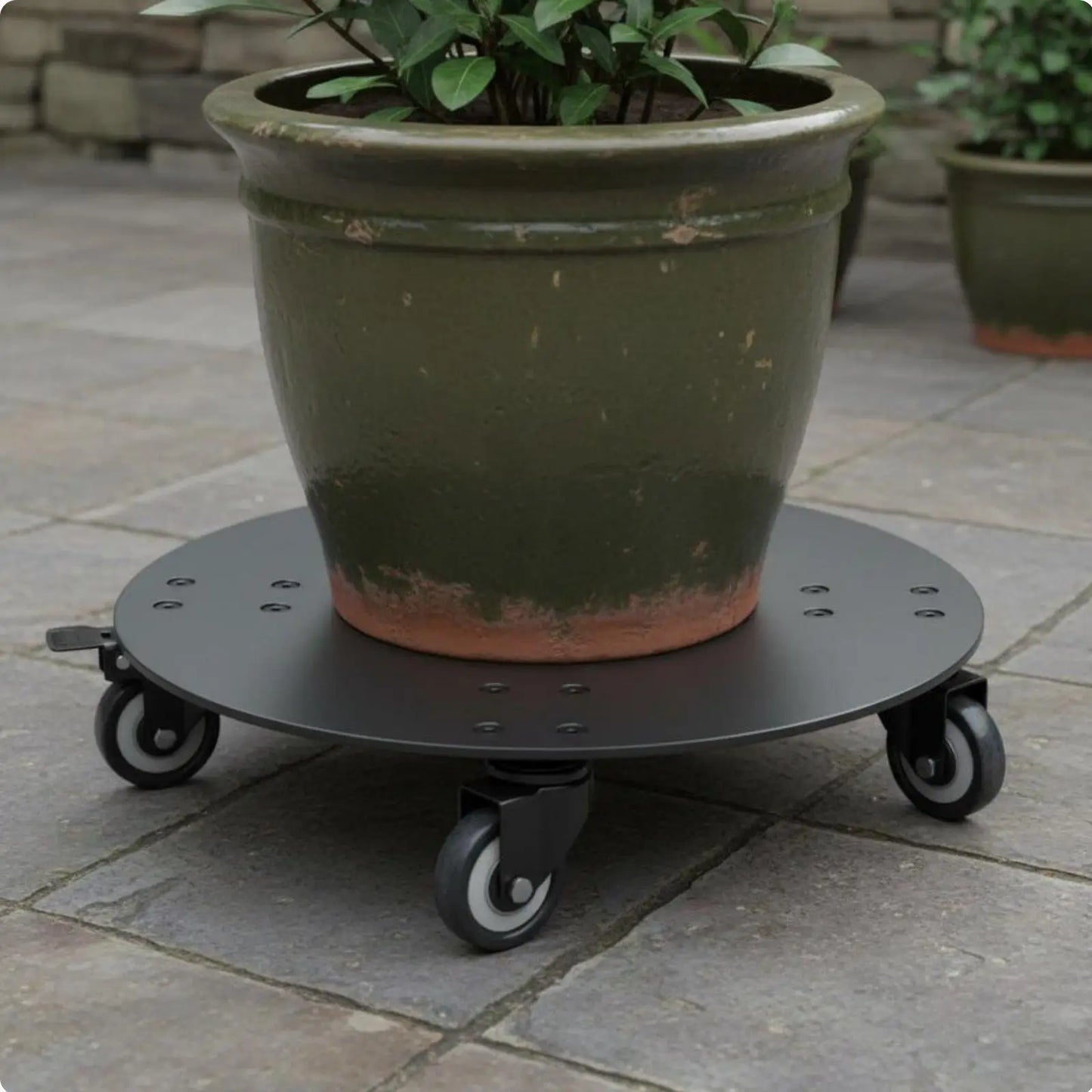 Versatile Heavy Duty Plant Holder Metal Rolling Planter Stand with Lockable Wheels for Home Garden