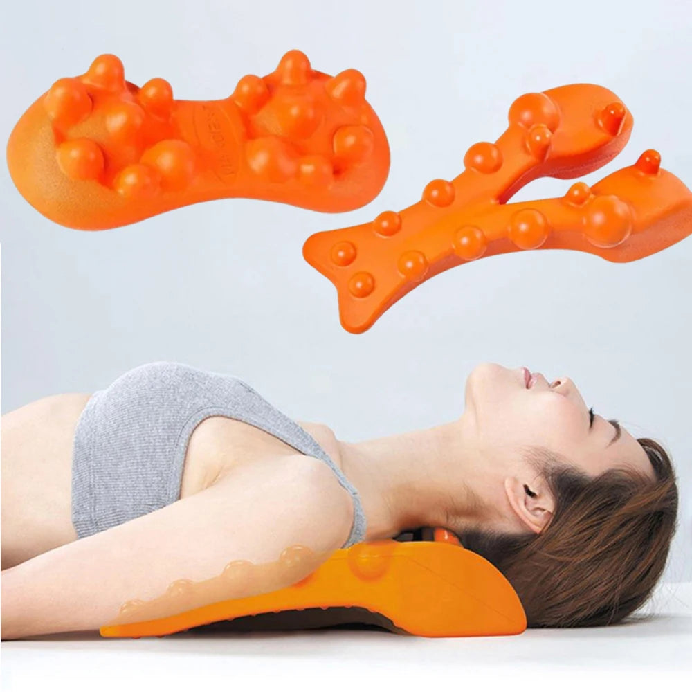 Neck stretchers and shoulder massagers, cervical and back traction devices, used to relieve shoulder joint pain and spinal pain