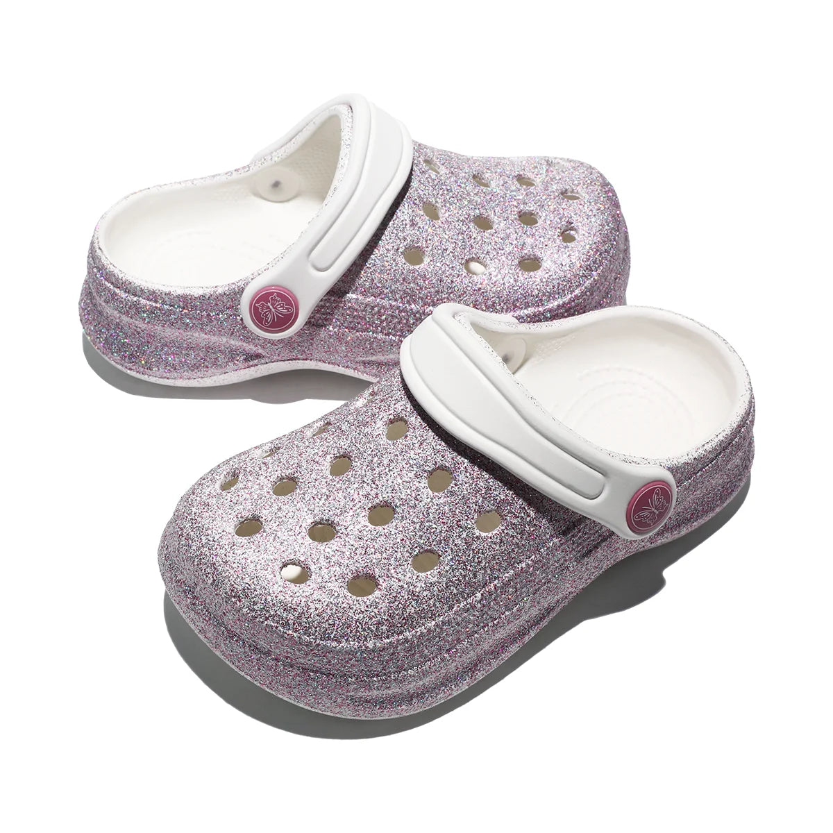 Kid's Glitter Clog and Mules, Lightweight EVA Garden Shoes, Non-Slip Sandals, Breathable Slip-On Shoes for Indoor Outdoor 168