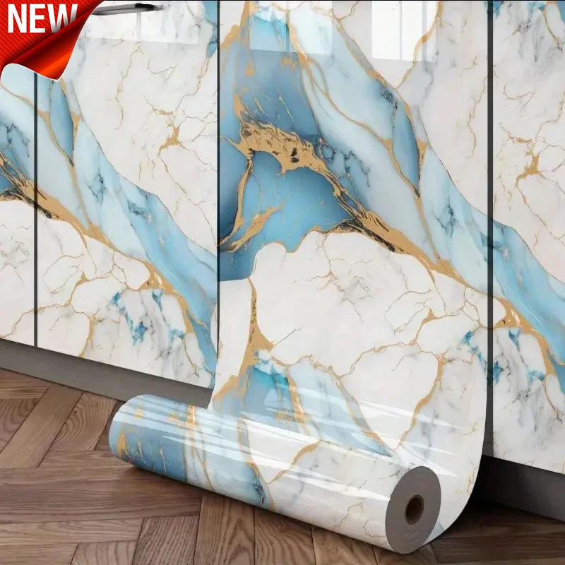 40cm Kitchen Waterproof and Oil Resistant PVC Self-Adhesive Marble Wall Sticker Easy to Clean Home Decoration Wall Sticker