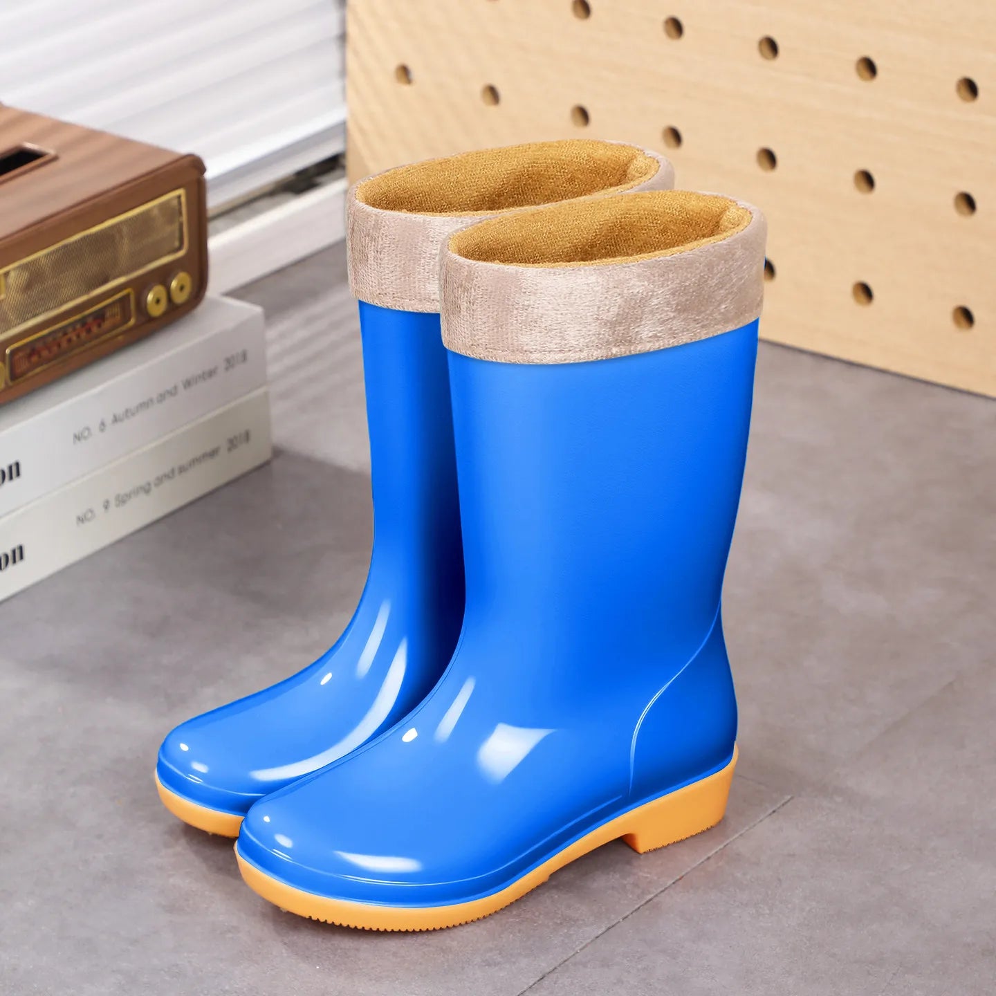 Comemore Rainboots Women High Long Boots Non-slip Waterproof Shoes 2023 New Rain Boots Fashion Print Women's Mid Calf Galoshes