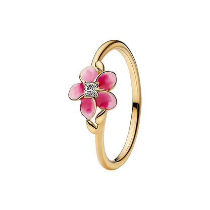 2026 Summer New 925 Silver Ocean Wave Ring Flower Love Women's Ring Fashion DIY Jewelry Gift