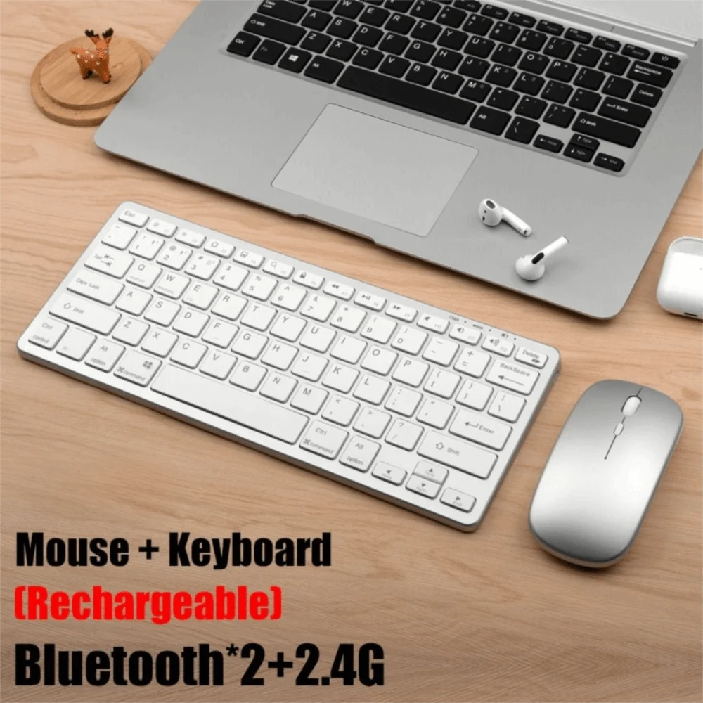 2.4G Wireless Keyboard Mouse Set 2 Modes Bluetooth 5.0 Keyboard Mouse Combo Ultra-thin Bluetooth Keyboard PC Accessories