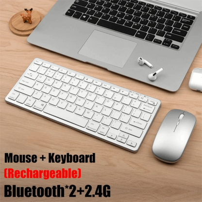 2.4G Wireless Keyboard Mouse Set 2 Modes Bluetooth 5.0 Keyboard Mouse Combo Ultra-thin Bluetooth Keyboard PC Accessories
