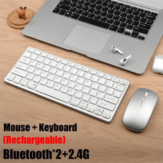 2.4G Wireless Keyboard Mouse Set 2 Modes Bluetooth 5.0 Keyboard Mouse Combo Ultra-thin Bluetooth Keyboard PC Accessories