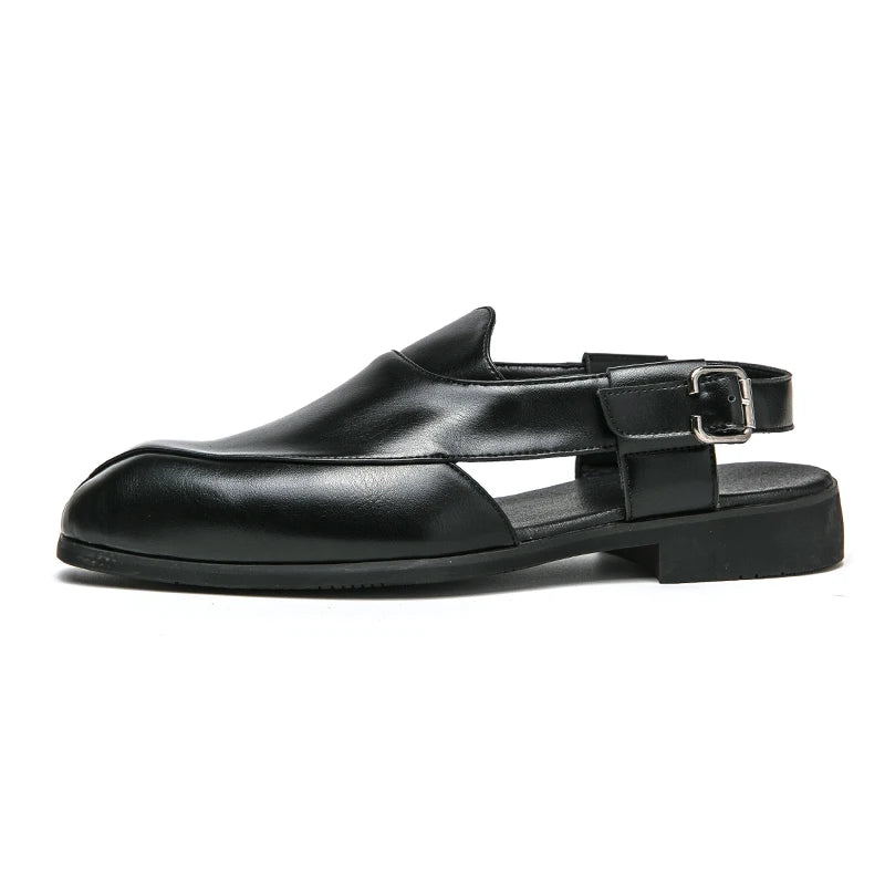 Hollow Out Dress Party Sandals Fashion Leather Summer Shoes Men Leisure Formal Flats Business Footwear Men's Wedding Sandals