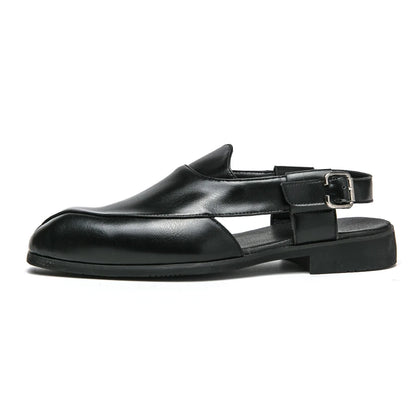Hollow Out Dress Party Sandals Fashion Leather Summer Shoes Men Leisure Formal Flats Business Footwear Men's Wedding Sandals