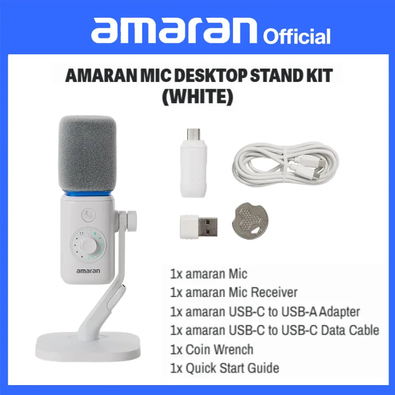 amaran Mic Wireless Desktop Microphone AI Noise Reduction 30mm Capsule 50m Range 60 Hours Battery for Podcasts Livestreams