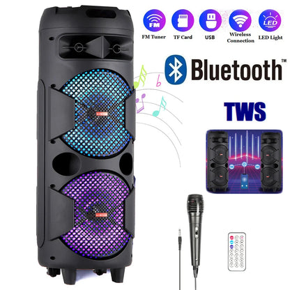 4000w Portable Bluetooth Speaker Dual 6.5" Woofer Sound System Party