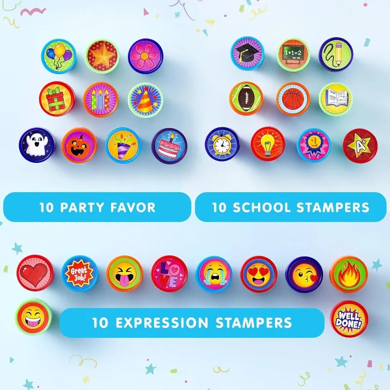 50 Pcs Assorted Stamps for Birthday Party Favor Carnival Prizes School Stampers Goodie Bag, Easter Treasure Box Toys