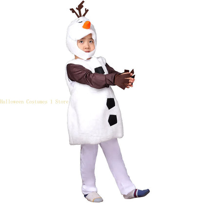Kids Olaf Halloween Costumes Cosplay for Boys Girls Child Cute Christmas Gift Olaf Toddler Cartoon Movie Snowman Party Dress up
