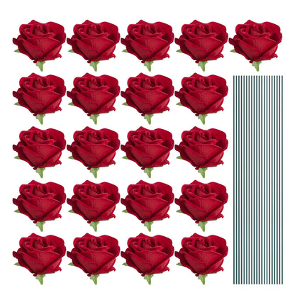 18-300PCS Artificial Rose Flowers Velvet Red Roses Artificial Flowers for Valentine's Day Gifts Wedding Flower Arrangement