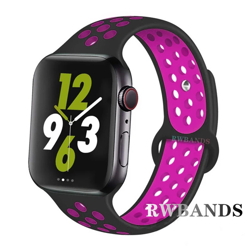 Sport Strap for Apple Watch Band 46mm 44mm 40mm 42-38-41mm 45mm Breathable Bracelet iWatch Series 10 9 8 7 6 SE 5 3 Ultra 2 49mm