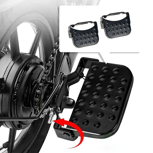 Universal Mountain Bike Electric Bike Folding Footrest with Elastic Spring, Oversized Design,  Rust-Resistant Paint Finish