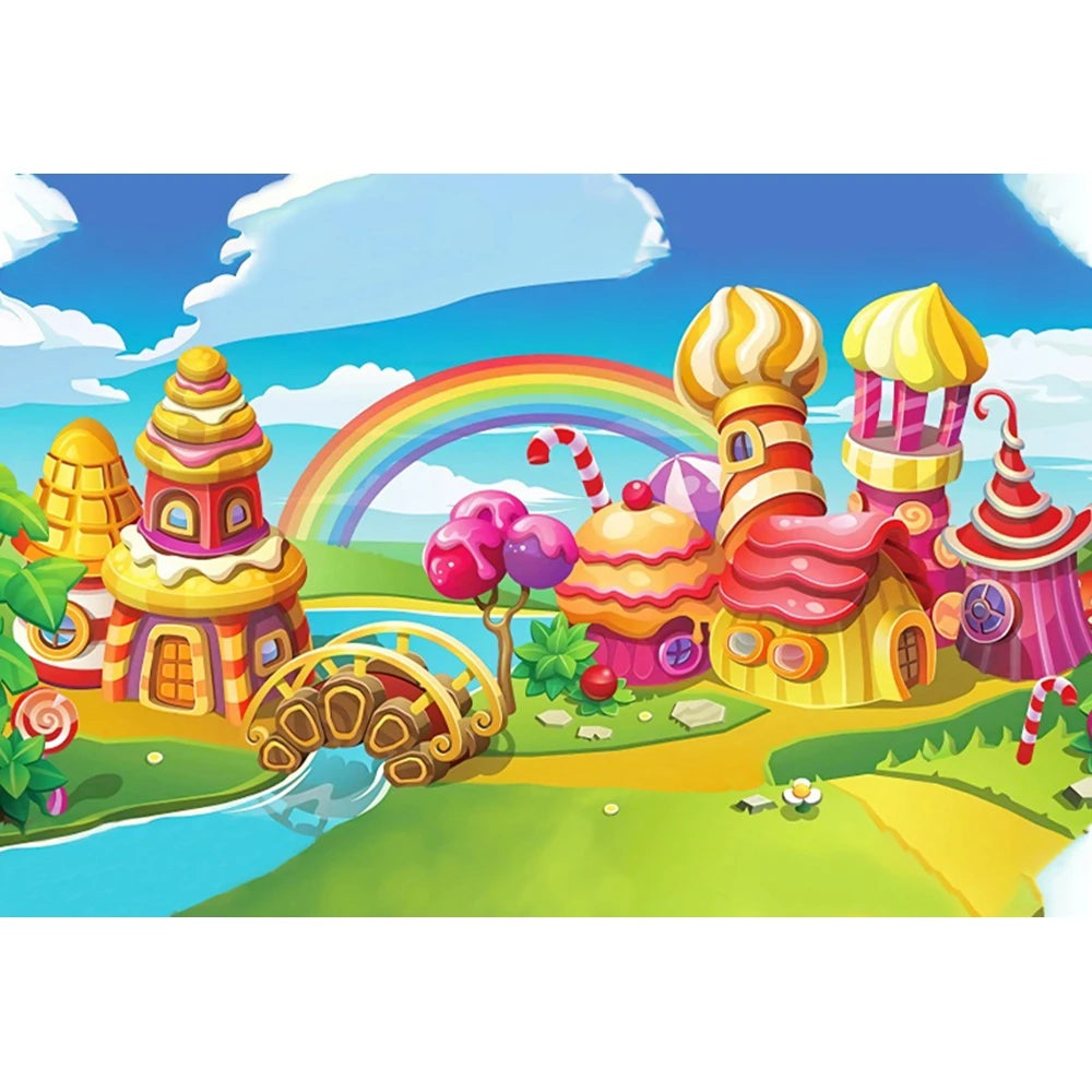 Candy Bar Baby Shower Birthday Backdrop Ice Cream Car Donuts Lollipop Party Photo Background Cake Table Decor Photography Props