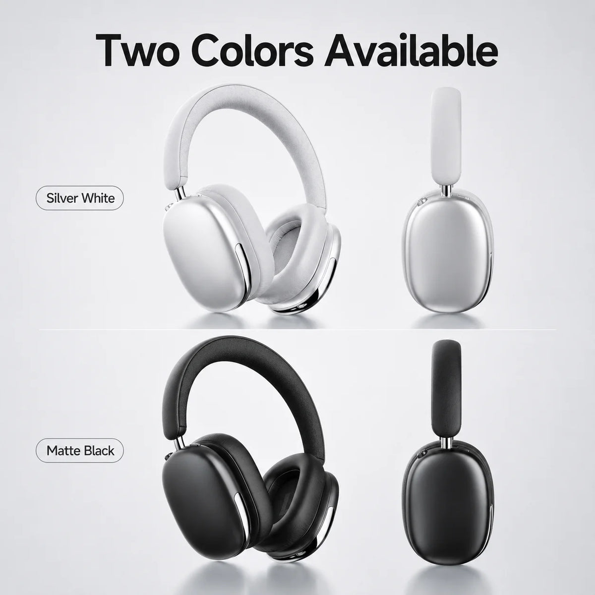 Hybrid ANC Headphones Bluetooth 5.4 Wireless Earphones Over Ear Noise Cancelling Headset 40mm Driver HiFi Stereo 50H Playtime
