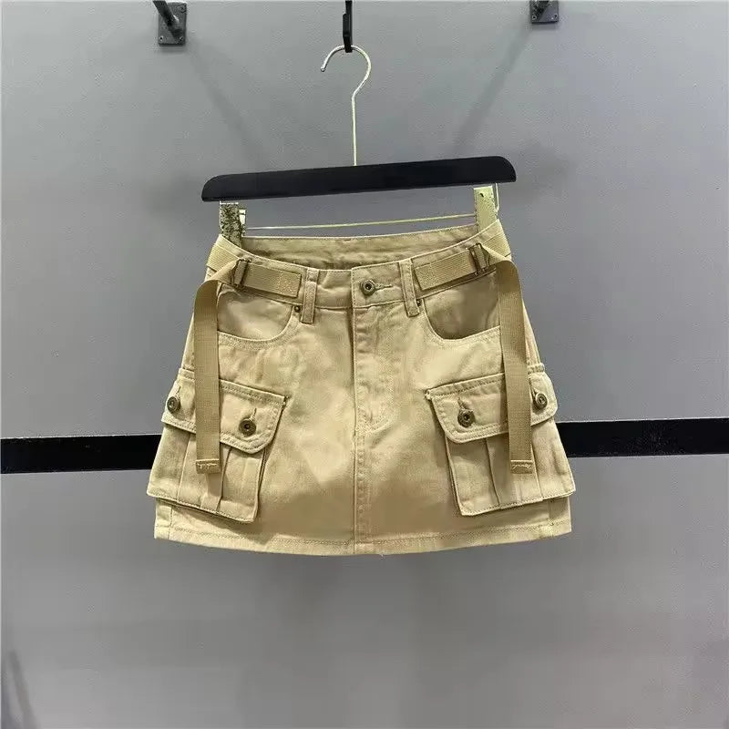 Women's Premium Denim Skirt Button Front High Rise Jean Skirt for Casual Wear Travel Shopping and Daily Outfits