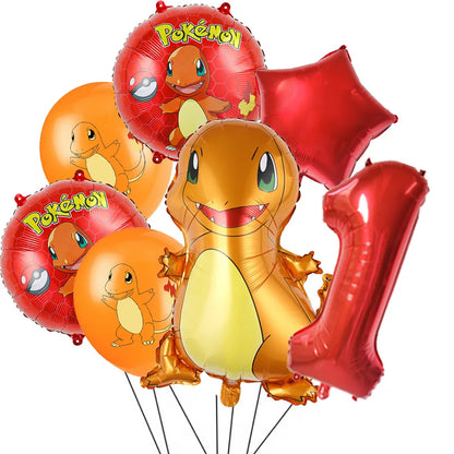 7Pcs/Set Pokemon Balloon Set Pikachu Charmander Cartoon Aluminum Foil Balloons Party Decoration Props Toy Anime Birthday Party