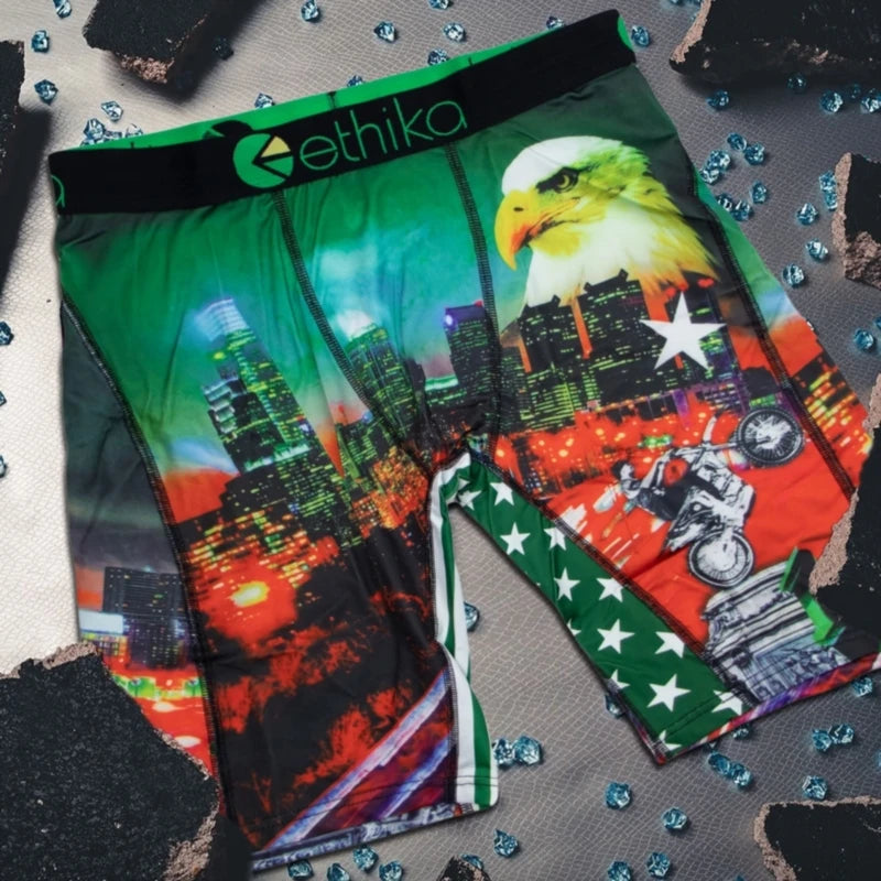 ETHIKA 1Pcs Men Underwear Boxers Breathable Mesh Crotch Man Underpants Plus Size Mens Panties L-3XL Printed Men's Boxers Briefs
