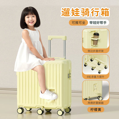 Children's luggage Six Wheels Reinforcement Can Sitting and Riding Parent Child 20-inch Boarding box Boy and Girl Trolley case